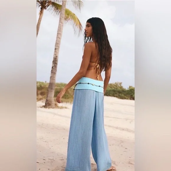 Free people Ride With me Light Blue Wide-Leg Pants - Picture 2 of 8